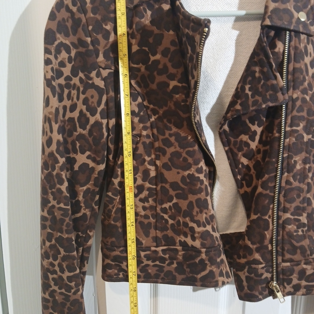 Esley Brown Leopard Print Leather Jacket